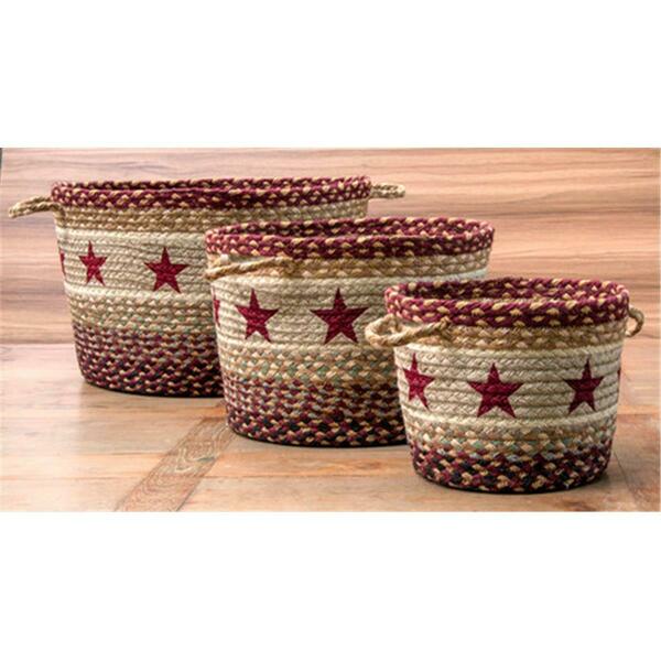 Capitol Earth Rugs 36-UBP357BSSM Small Printed Utility Basket- Burgundy Star 38-UBPSM357BS
